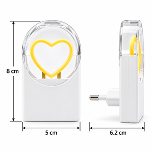 Veilleuse LED en forme de cœur, à brancher, 2700K, blanc chaud, mode maintien allumé, 0.5W, lampe de nuit décorative pour chambre à coucher, escalier - Product Image 6