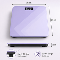 Balance de salle de bain numérique colorée de précision en verre trempé, pèse-personne électronique domestique intelligent avec écran LCD