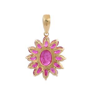 Pendentif floral en or jaune massif 14 carats fait main avec rubis naturel serti à griffes, emballage personnalisé, bijoux raffinés pour occasions festives - Product Image 4