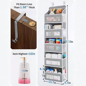 Sacs de rangement en tissu pliables sur mesure à 5 couches, capacité 48L, organisateur de placard multifonctionnel à suspendre à la porte pour chambre à coucher - Product Image 5