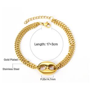 Pulsera de Perlas de Forma Especial Chapada en Oro de Acero Inoxidable de Alta Calidad con Dije de Moneda - Product Image 5