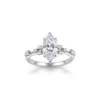 Bague de fiançailles en diamant de laboratoire LBR33, taille marquise, 1,53 carat, or massif 18 carats pour femme, bijoux fins, cadeau de mariage