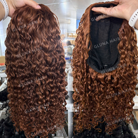 # Demi-perruque 30 Honey Blonde Raw Burmese Curly Hair, prête à porter, sans colle, fabriquée à la machine, avec cordon de serrage, pour femmes noires