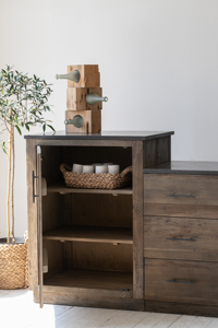 Gabinetes de <span class=keywords><strong>Cocina</strong></span> de Madera con Base de Madera de Olmo Reciclada de Estilo Industrial Antiguo Wabi Sabi y Cubierta de Piedra Azul <span class=keywords><strong>Extraíble</strong></span> - Product Image 6