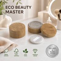 Pot à poudre libre en bambou personnalisé, écologique, 5g, 10g, 30g, avec tamis et houppette, emballage durable pour fond de teint, vente en gros