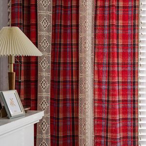 Cortinas <span class=keywords><strong>de</strong></span> decoración del hogar, tela escocesa <span class=keywords><strong>de</strong></span> Navidad roja, cortina <span class=keywords><strong>de</strong></span> estilo americano teñida <span class=keywords><strong>con</strong></span> <span class=keywords><strong>hilo</strong></span>, cenefa <span class=keywords><strong>de</strong></span> cocina terminada, semisombreado - Product Image 5