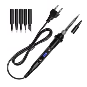 Fer à <span class=keywords><strong>souder</strong></span> européen à <span class=keywords><strong>manchon</strong></span> <span class=keywords><strong>noir</strong></span> 80W 908V de haute qualité avec 5 têtes 6 pièces - Product Image 1