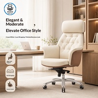 Chaise de bureau haut de gamme en PVC avec cadre en alliage d'aluminium, mécanisme de levage à gaz à quatre niveaux, base cinq étoiles sans roulettes, dossier haut ergonomique