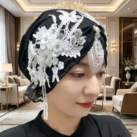 Hijab respirant pour femmes, dentelle/casquette, sous-foulard, fleurs scintillantes, foulards et turbans islamiques pour un usage quotidien