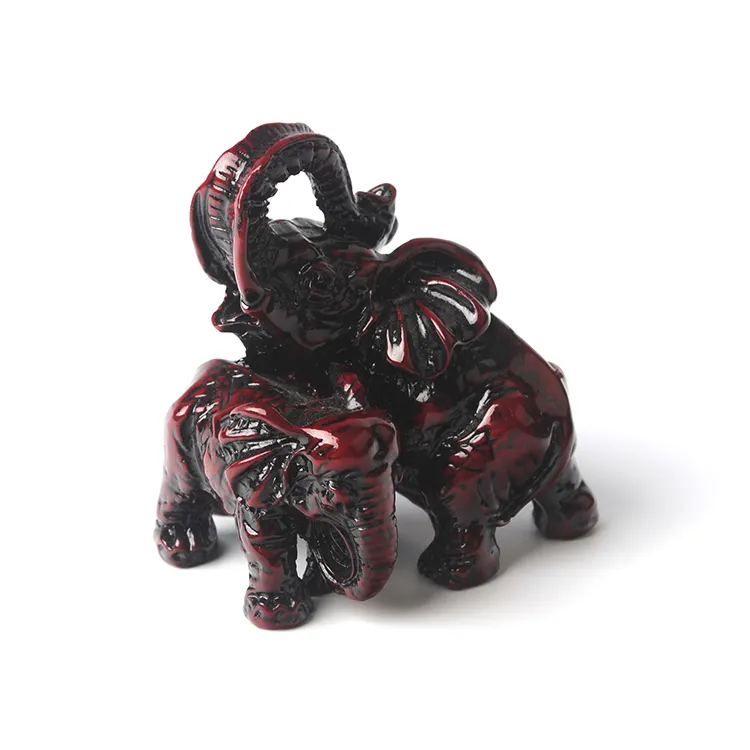 Statue d'éléphant en résine, couleur rouge Antique, décoration pour la maison, 4 pouces