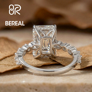 IGI Certified CVD Lab Grown Diamond Engagement <b>Ring</b> Women Custom 925 <b>Silver</b> Vvs Lab Created Diamond <b>Emerald</b> Pave <b>Ring</b> Jewelry - Product Image 2