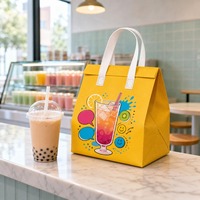 Sac isotherme non tissé personnalisé avec logo couleur, sac réutilisable pour la livraison de café à emporter