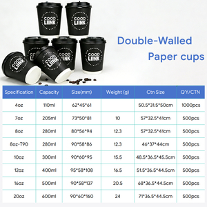 Kingwin Double Wall Hot Disposable Coffee <strong>Paper</strong> <strong>Cup</strong> With Lid 8oz/12oz/16oz/20oz For Mineral Water - Product Image 3