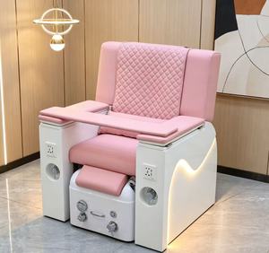 Sillón de masaje eléctrico portátil de cerámica rosa sin tubos con luces de siete colores, adecuado para salones de uñas - Product Image 1