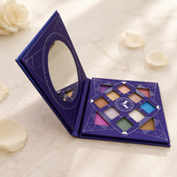 Boîte d'emballage portable de luxe personnalisée avec miroir rond pour fards à paupières et cosmétiques