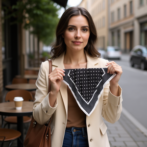 Fazzoletto Quadrato Piccolo 70x70cm 38g con Pois, Foulard da Donna, Accessorio Moda - Product Image 2