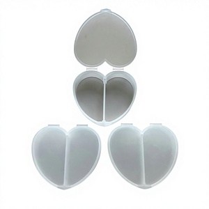 Promotional Gift Portable 2 Cases Heart Shaped Plastic Pill Box with Custom Logo