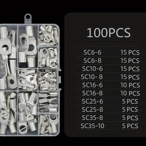 Chemical Engineering Ring <b>Terminals</b> 255 Pure Copper Crimp Connectors 4-35 Awg European Style 100Pcs - Product Image 5