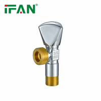 Katup Sudut Kuningan Pabrik IFAN 2 Arah 3 Arah Katup Stop Sudut Kamar Mandi Saniter 1/2" Katup Sudut Air