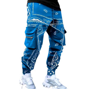 Pantalones Jogger Personalizados Baisheng de Alta Calidad, Pantalones Cargo con Estampado de Bandana y Franja Reflectante, Pantalones para <span class=keywords><strong>Hombre</strong></span> - Product Image 4