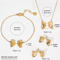 CLIORO Ensemble de bijoux élégant avec nœud texturé et perles, étanche, comprenant boucles d'oreilles, collier et bracelet, idéal pour mariage, pour femmes