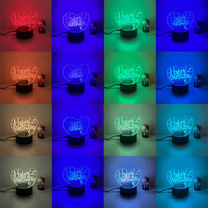 Kid phòng bàn Quà Tặng thiết lập hình thủy tinh Acrylic Hội Đồng Quản trị đa màu chế độ đèn cảm ứng vòng cơ sở đứng nhỏ 3D ảo ảnh LED ánh sáng ban đêm - Product Image 5