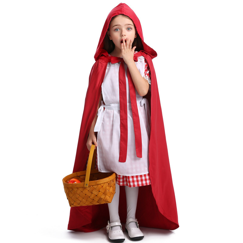 Capa Caperucita Roja Infantil Disfraz De Caperucita Roja Para Niña | Tallas 120, 130, 140, 150 Cm | Incluye Vestido Y Capa Con Capucha, Ideal Para Carnaval Y Halloween Vestido Y Capa Roja Con Capucha
