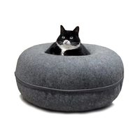 Nouveau design 2025 – Lit pour chat pliable et lavable, emballé en carton solide, forme donut, en feutre, avec housse amovible, toutes saisons, pour intérieur