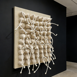 Sculpture murale contemporaine minimaliste en <span class=keywords><strong>fil</strong></span> de lin tressé 3D en forme de sphère pour les espaces de galeries et de musées - Product Image 5