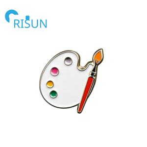 Fabricación esmalte arte Pin insignia Metal oro plata colorido pintura paleta pincel solapa Pin broche arte <span class=keywords><strong>clase</strong></span> pines - Product Image 5