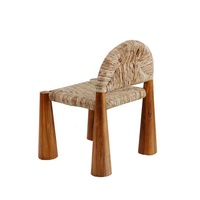 Chaise de Salle à Manger Designer d'Art, Moderne, Créative, en Bois Massif et Vannerie, pour Gîte et Restaurant, Style Italien Vintage