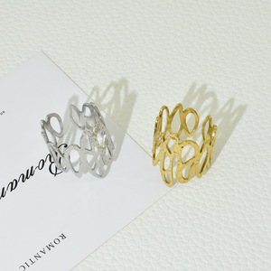 Popular Niche Design Hollowed Out Geometric Shaped <b>Ring</b> Gold Silver Plated Women's Stainless Steel <b>Rings</b> Wholesale Jewelry - Product Image 4