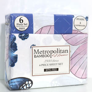 बैंगनी नीले पुष्प पैनी रानी शीट सेट, 4 टुकड़ा नरम मुद्रित माइक्रोफाइबर बेडिंग शीट अतिरिक्त गहरी जेब - Product Image 1