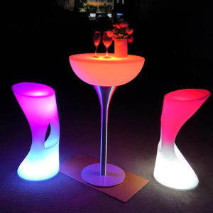 Silla de plastico recargable párr exteriores Mesa de cocktail led de Mesa de muebles de bar Silla cambiador de color - Product Image 6