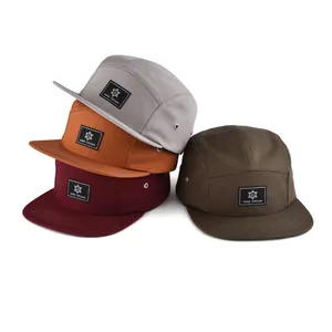 2024 Sport all'aria aperta Custom 5 pannelli cappelli da campo cinque pannelli tappi a pannello Snapback Duckill cotone Camper da campeggio cappelli con tessuto toppa etichetta