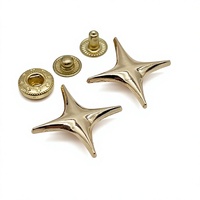Boutons-pression métalliques personnalisés 4 pièces, bouton 3D bombé, capuchon étoile à quatre branches, or clair, pour veste en jean et cuir, 20 mm
