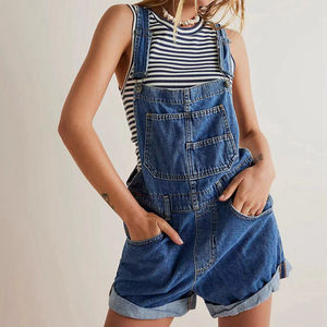 Channel 5 Colors Women's Casual Adjusted Strap Shortalls <strong>Denim</strong> Bib <strong>Dungaree</strong> Overall <strong>Shorts</strong> With Pockets - Product Image 2