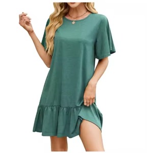 Vestido de Manga Corta Holgado con Cuello Redondo en Color Liso de la Colección Primavera Verano JAC22 Y9323 - Product Image 1