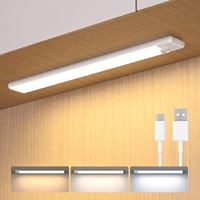 Lampe de placard à détecteur de mouvement, rechargeable par USB, éclairage LED sous armoire pour cuisine, 3 températures de couleur, intensité réglable