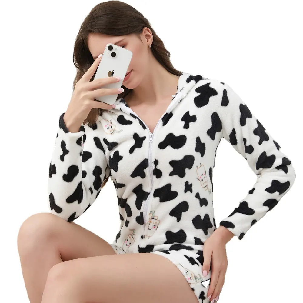 Yeni varış uzun kollu seksi tek parça pijama kış bayan pijama pijama Bodysuits