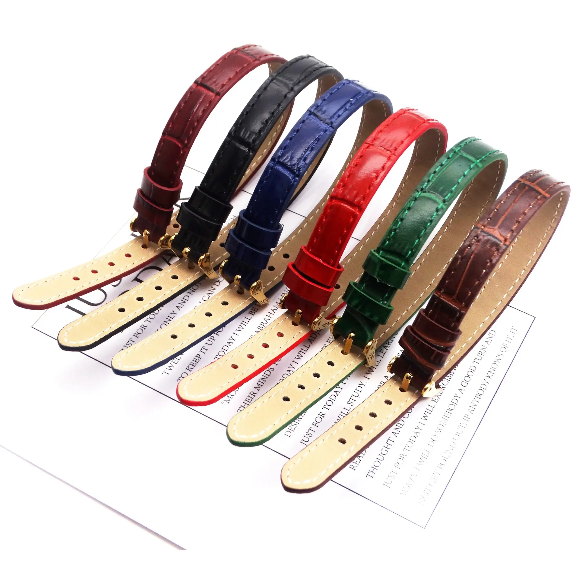 10Mm Lederen Horloge Armband Rood Touw Armband Gouden Sieraden Heren En Dames Pols Armband Bamboe Horlogeband