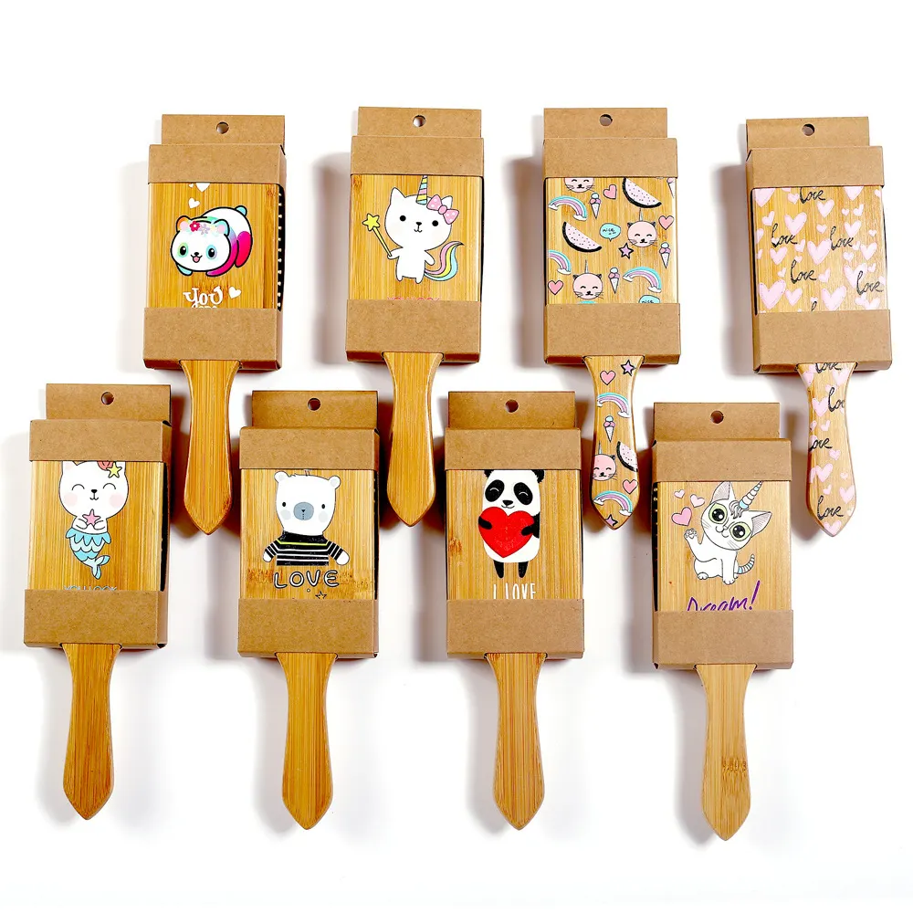 Customized cartoon pattern Eco-friendly Bamboo Hair Brush Printing Air Cushion Massage Airbag Hair Brush Big Board Comb