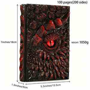 Carnet de notes essentiel pour la rentrée scolaire, nouveau style créatif, à feuilles mobiles, rétro, avec motif œil de dragon en relief, au design épuré - Product Image 2