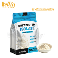 Sachet en aluminium sur mesure de qualité alimentaire pour suppléments, 1 kg, pour poudre d'isolat de protéines de lactosérum, emballage à fond plat avec fermeture éclair