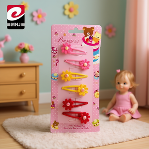 Princess Flower Hair Clips For Kids 12Pcs Pack Pink Yellow Red Decorative Barrettes - Product Image 2
