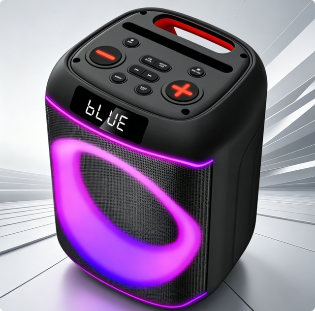 Portable Wireless DJ Party Karaoke Speaker, Single Woofer High Power Bass RGB LED Speaker for Outdoor Stage & Computer Use