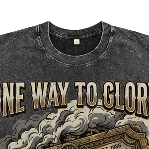 Camisetas Oversize Negras con Lavado Ácido y Teñido, Estilo Vintage Punk, con Estampado DTG de Boleto de Tren, Camisetas de Algodón de Manga Corta para Hombre, Estilo Urbano - Product Image 4