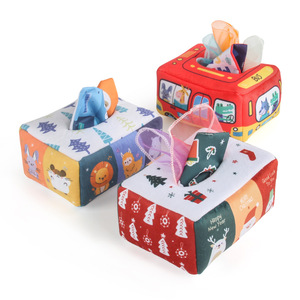 Venta superior Educación Temprana Preescolar Aprendizaje Sensorial Bebé Facial Rasgar Caja de pañuelos mágicos Juguete Libro de tela suave para niños pequeños - Product Image 4
