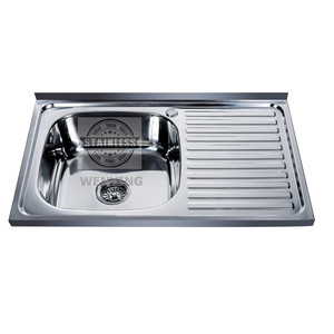 Fregaderos de <span class=keywords><strong>cocina</strong></span> Fregadero de granja Fregadero Mostrador superior Cuadrado Hotel Stone 200 304 Construido en un solo tazón de acero inoxidable WY-8050SA moderno - Product Image 1