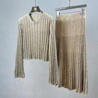 Haut en maille pour femme, luxueux, haut de gamme, nouvelle collection automne, uni, décontracté, à sequins, respirant, perlé, col rond, manches longues, coupe ajustée